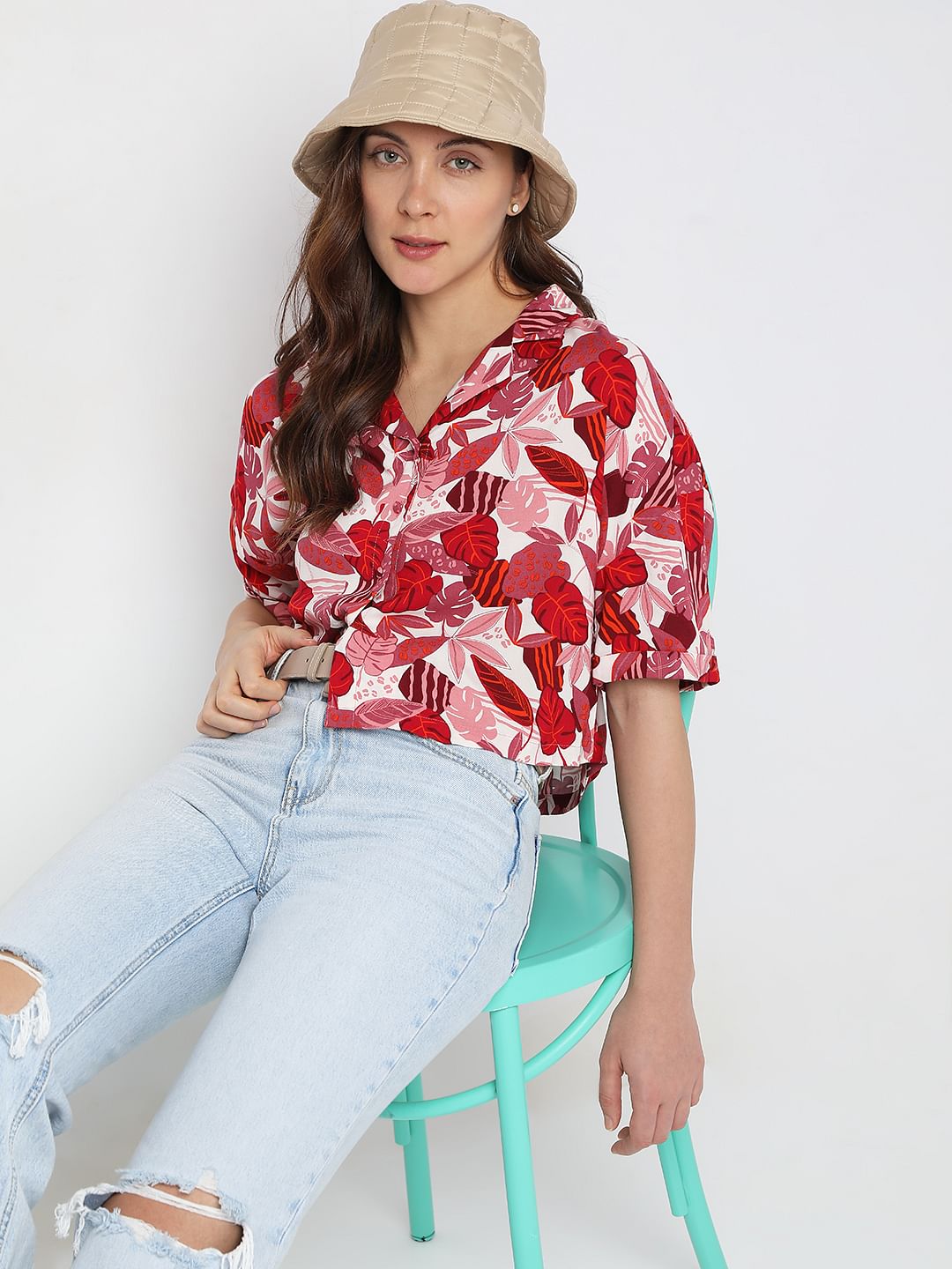 Pink Floral Print Co-Ord Set Shirt