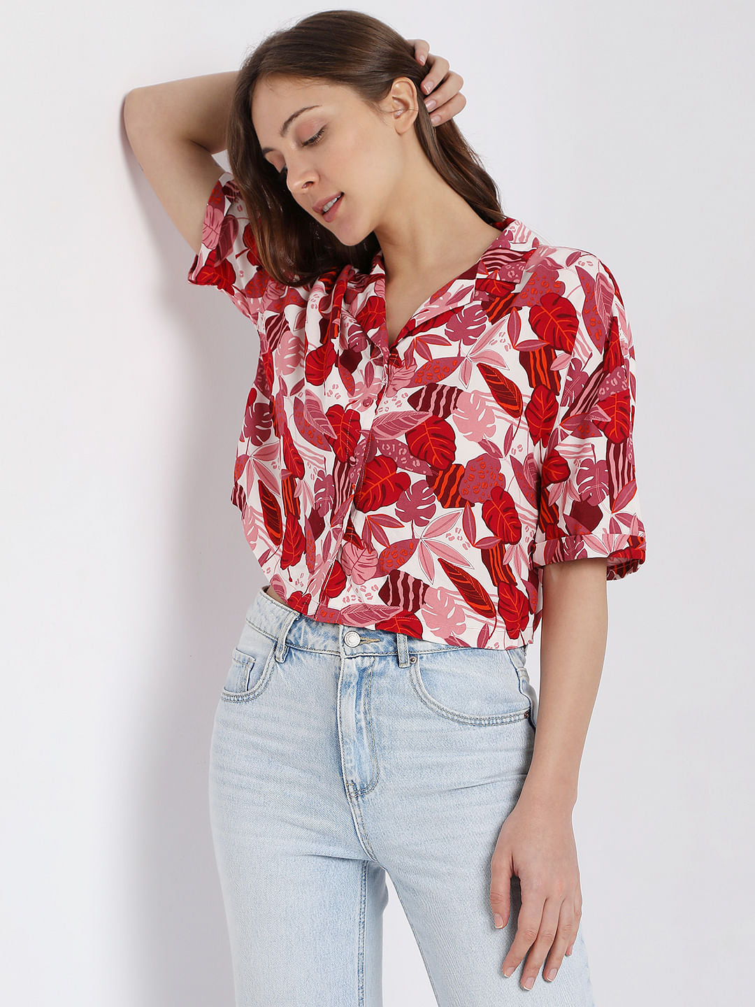 Pink Floral Print Co-Ord Set Shirt