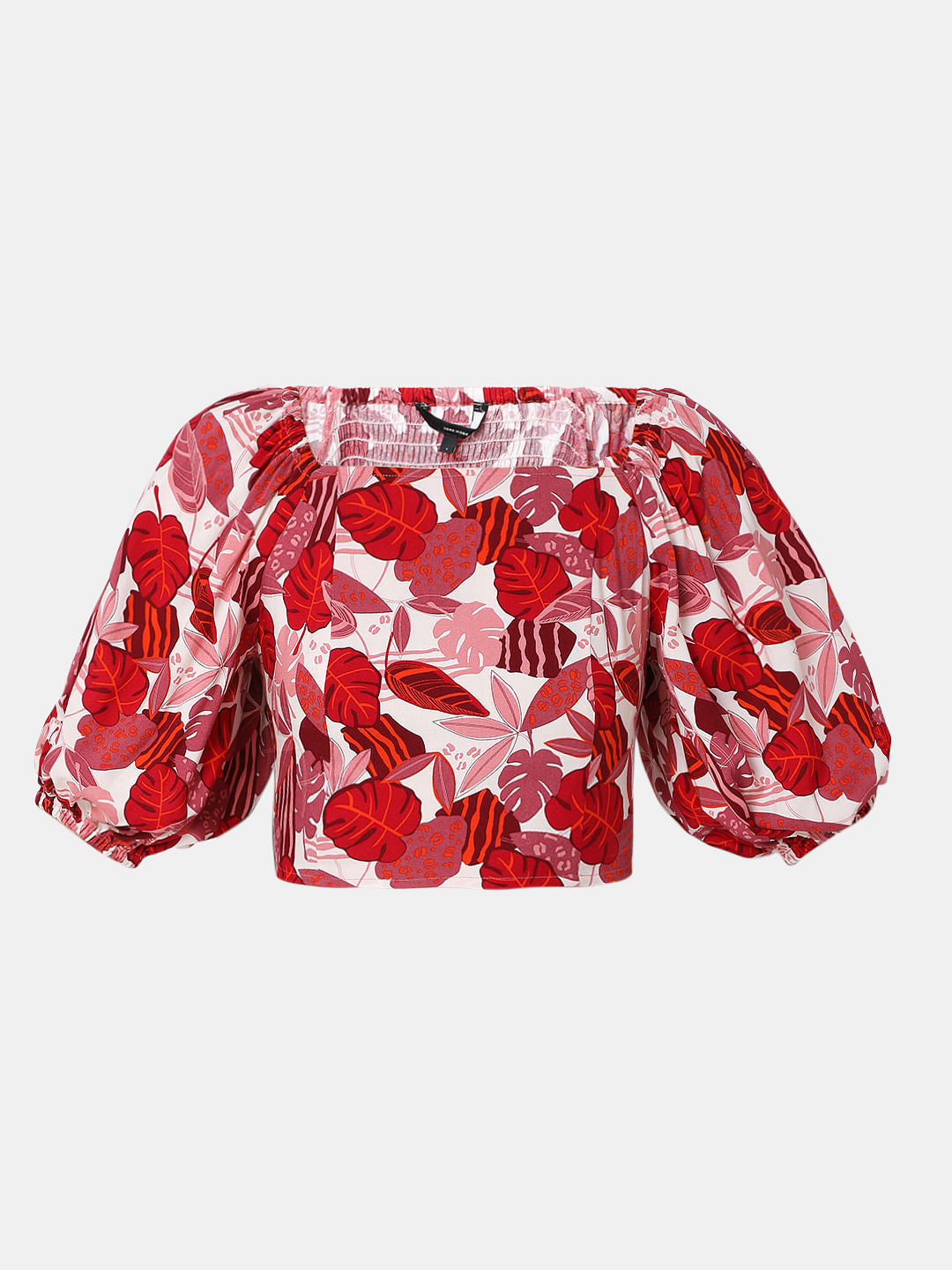 Pink Tropical Print Co-Ord Set Crop Top