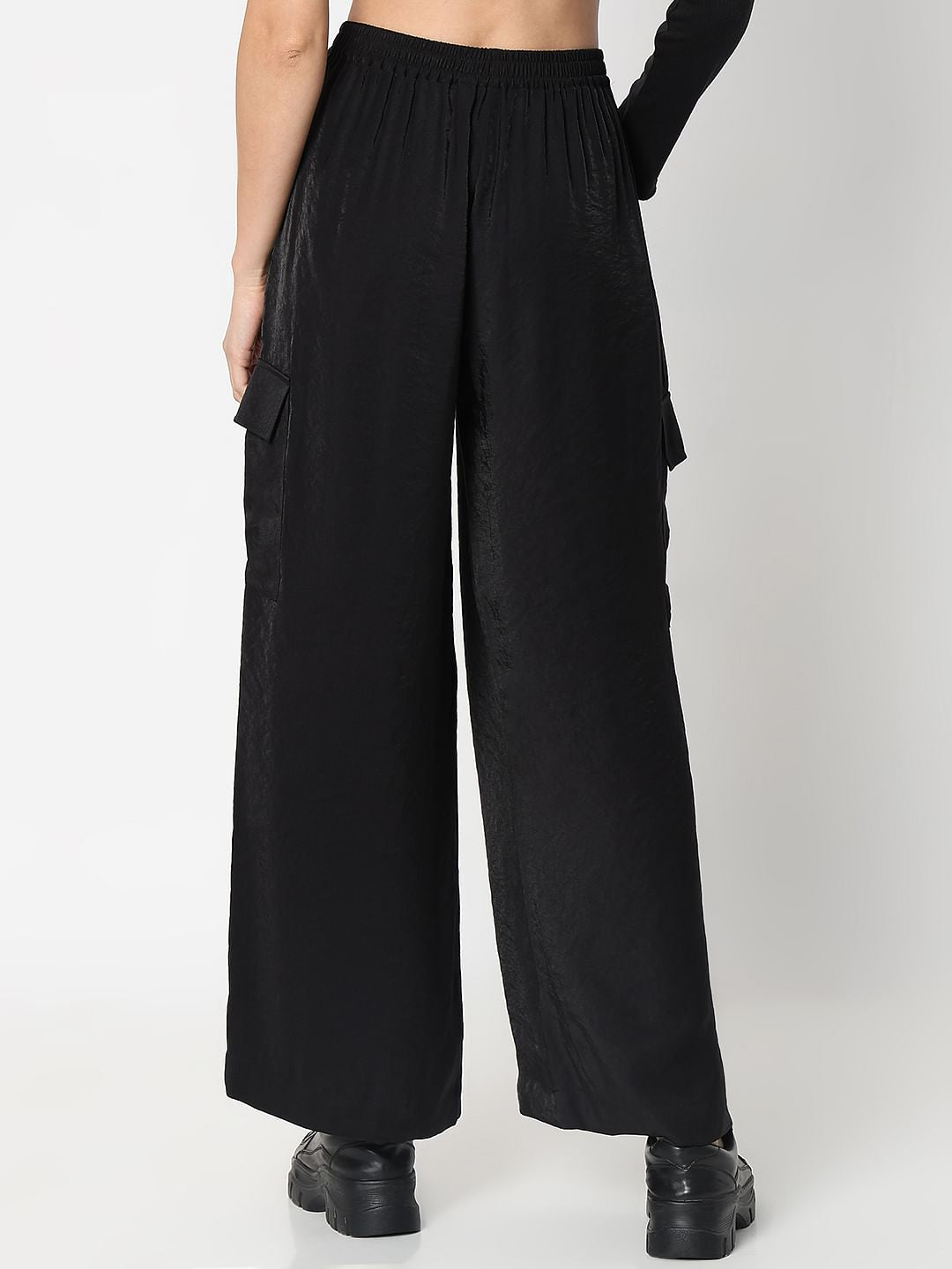 Black High Rise Loose Fit Pants