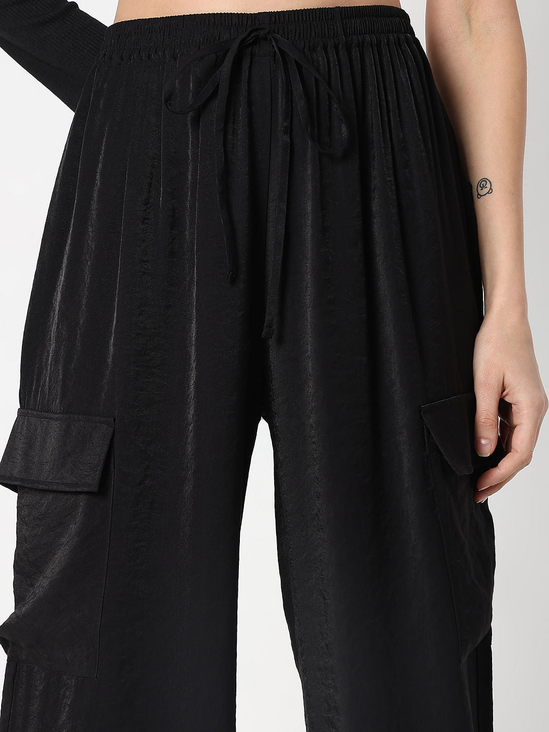 Black High Rise Loose Fit Pants