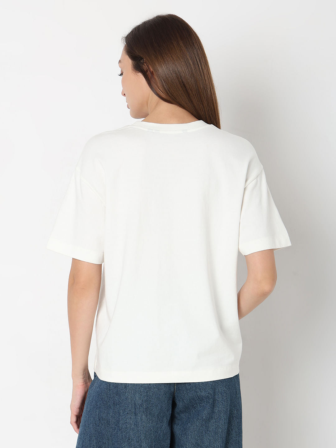 White Printed Relaxed Fit T-Shirt