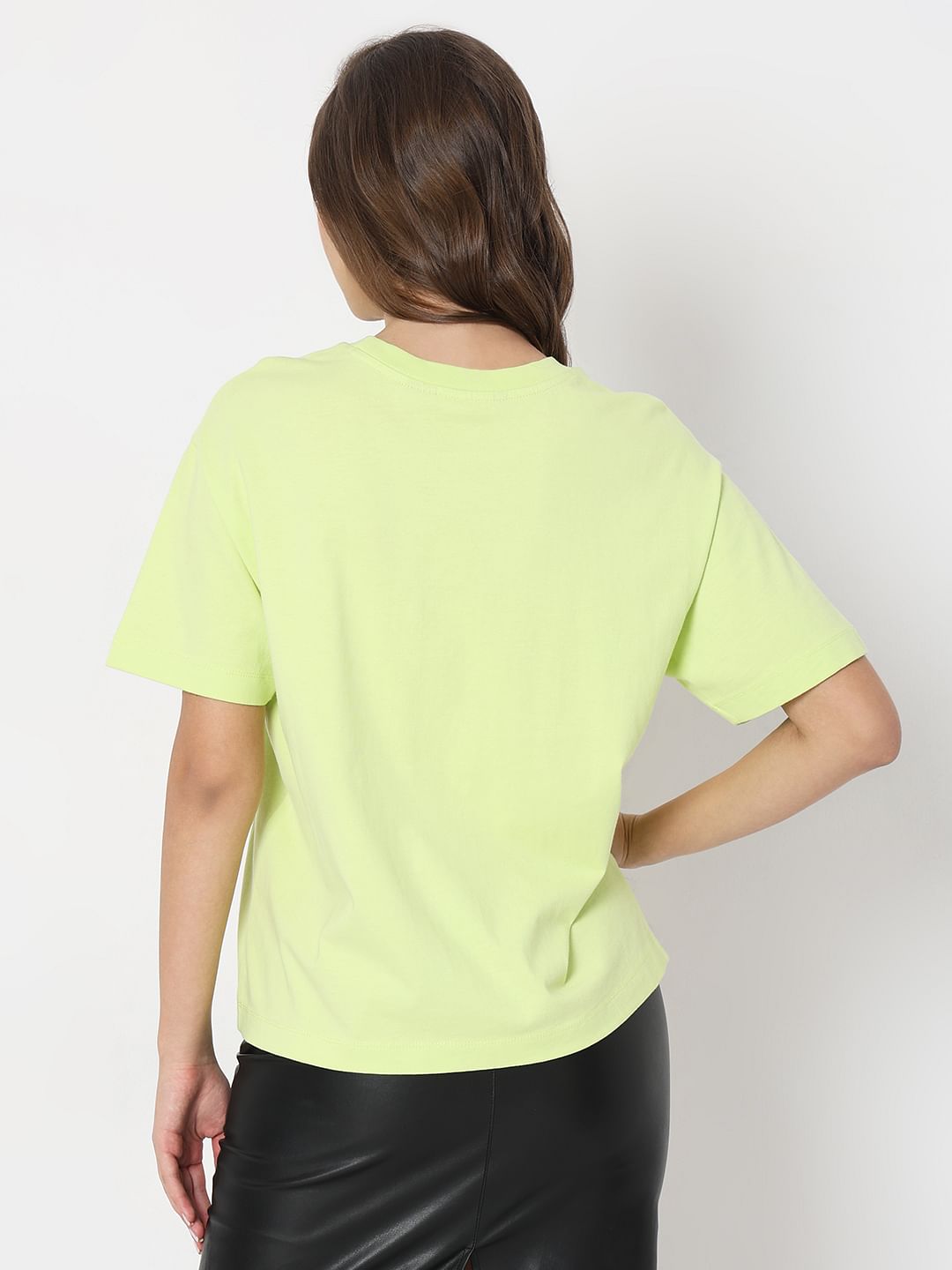 Lime Green Printed Relaxed Fit T-Shirt