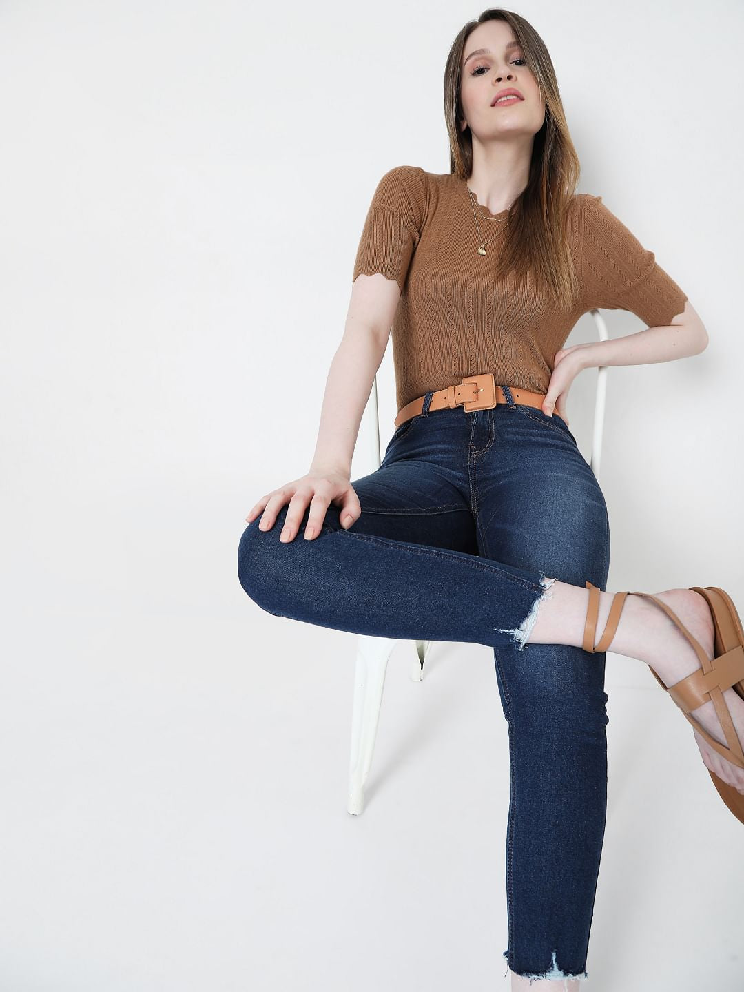 Blue Mid Rise Wendy Skinny Fit Jeans