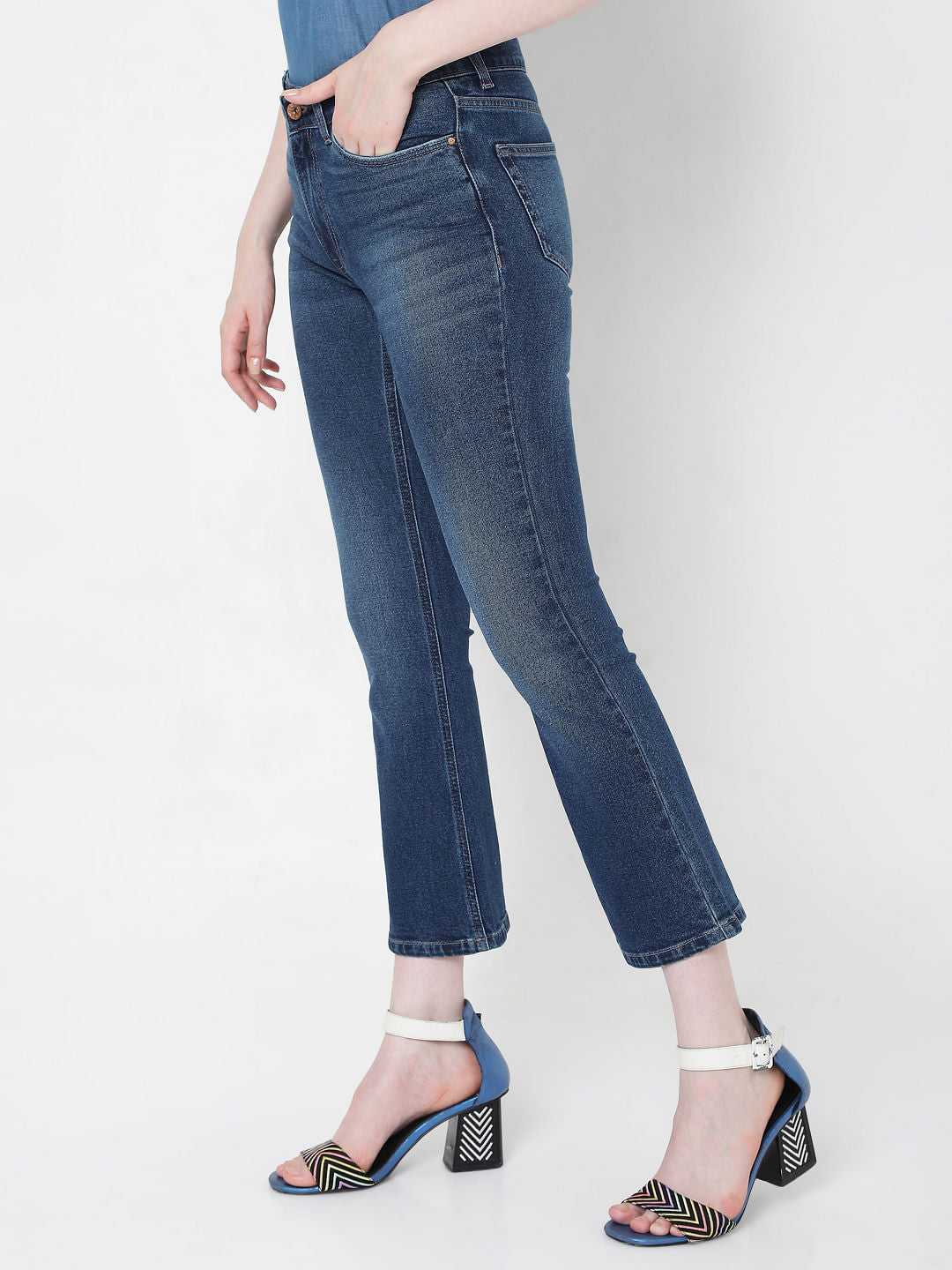 Blue Mid Rise Petra Bootcut Jeans