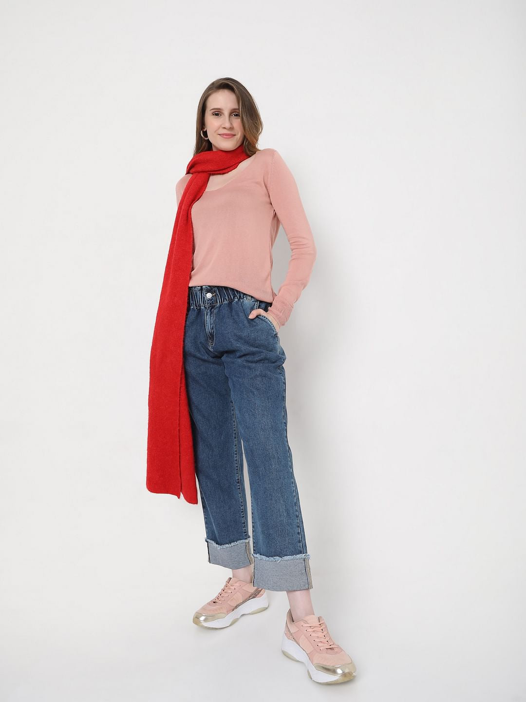 Blue High Rise Jade Straight Fit Jeans