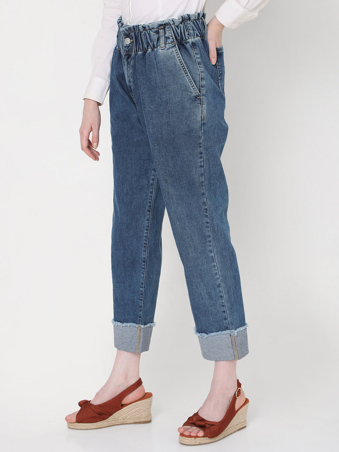 Blue High Rise Jade Straight Fit Jeans