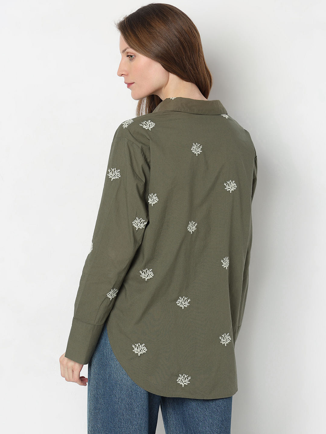 Dark Green Embroidered Shirt