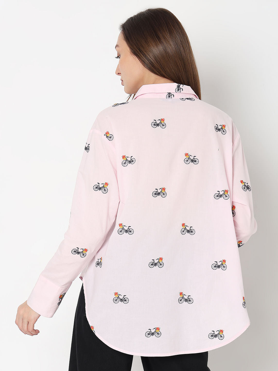 Pink Cycle Embroidered Shirt