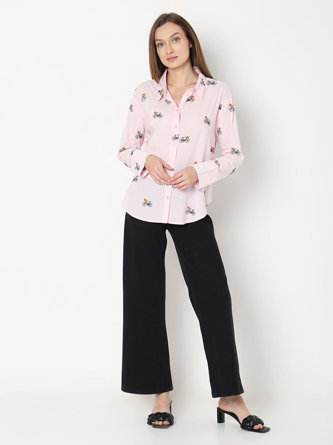 Pink Cycle Embroidered Shirt