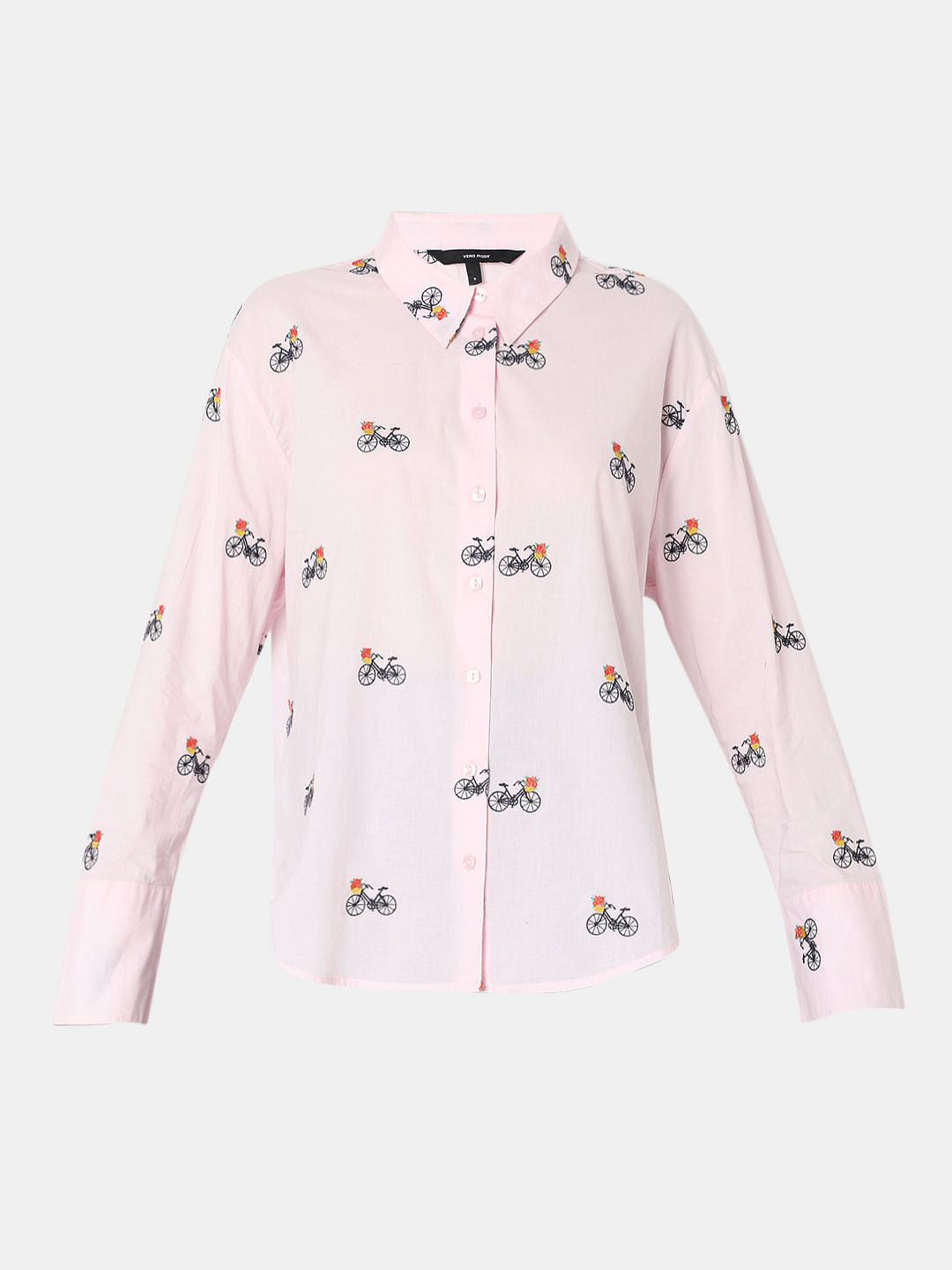Pink Cycle Embroidered Shirt
