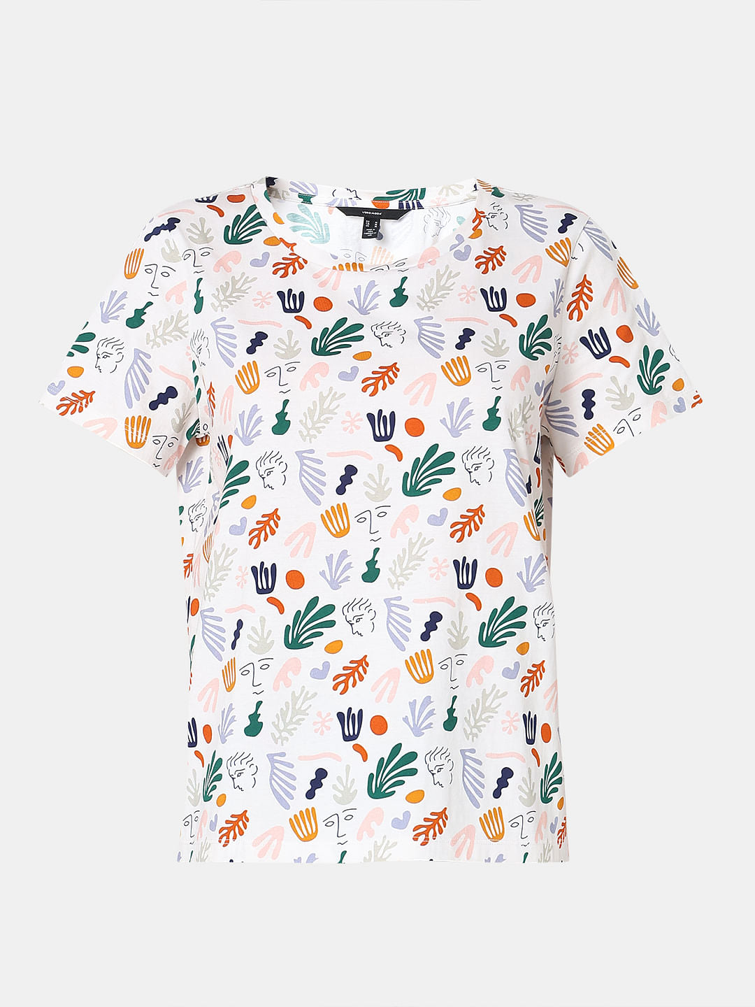 White Printed Cotton T-Shirt