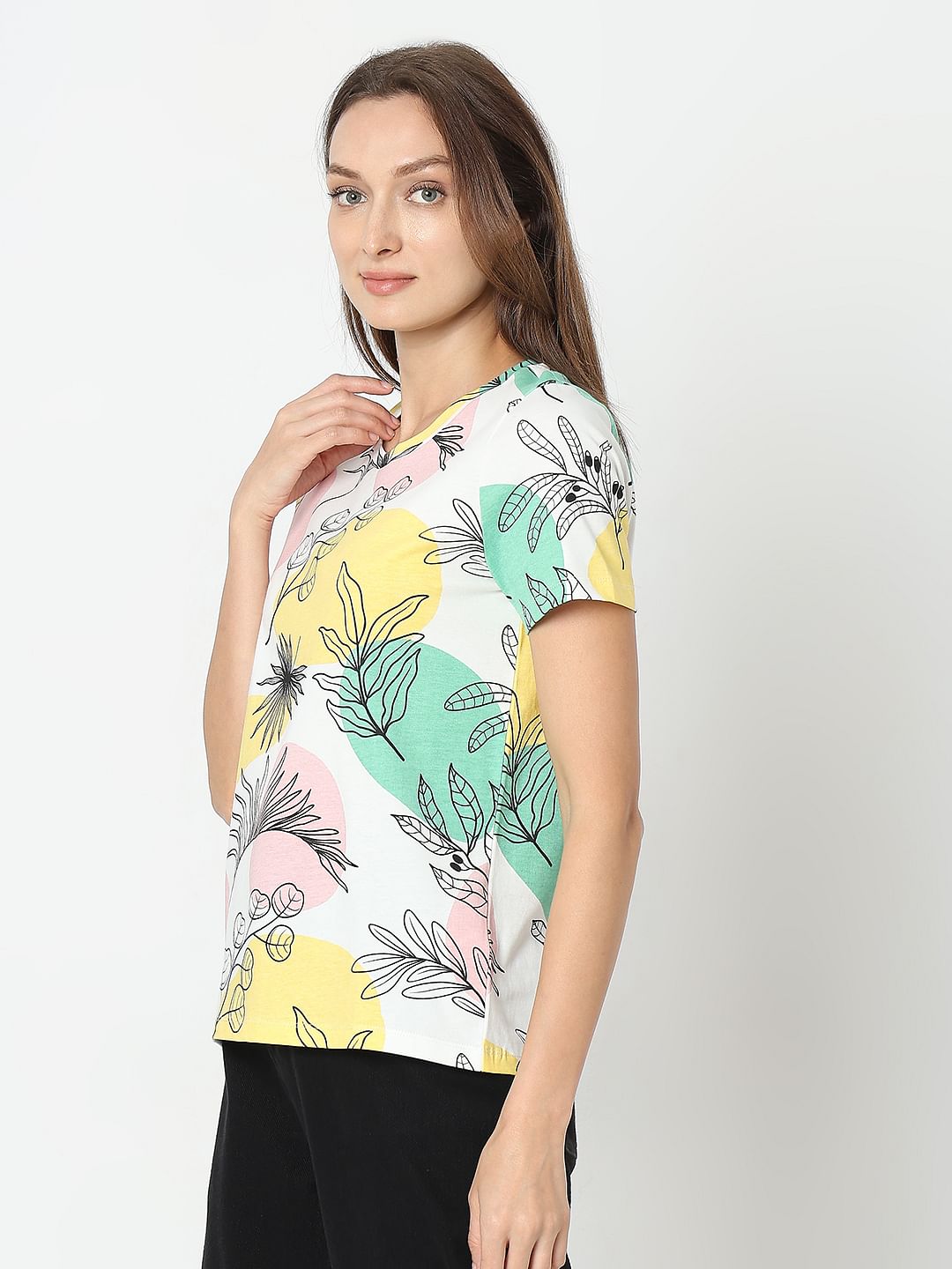 White Printed Cotton T-Shirt