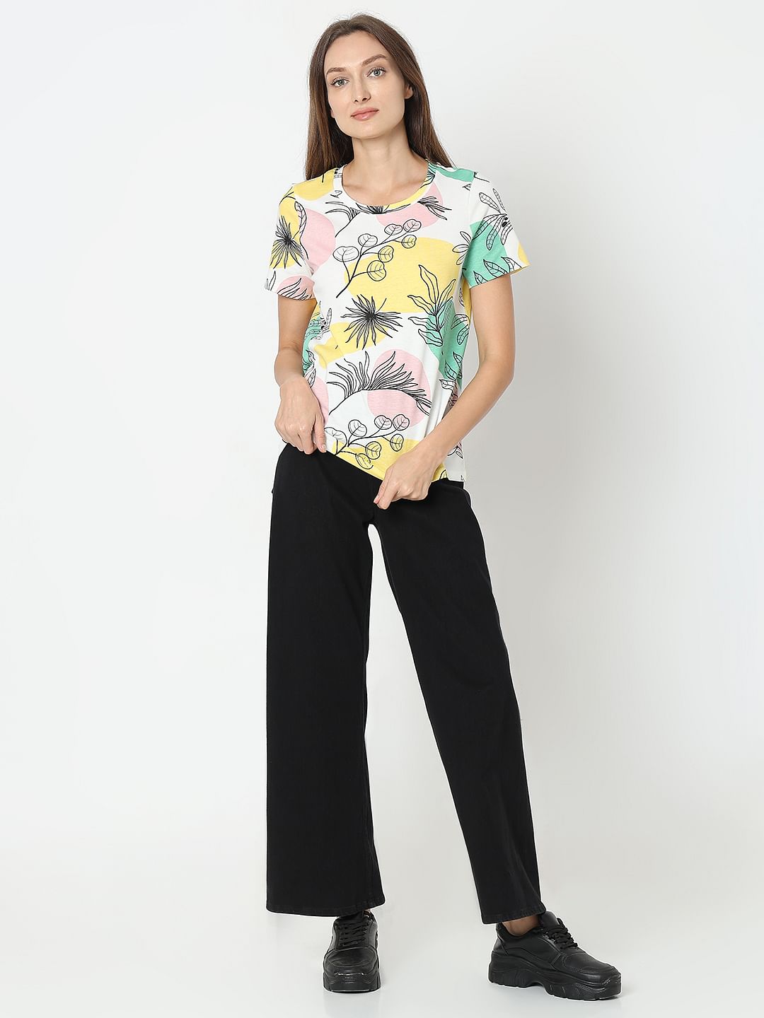 White Printed Cotton T-Shirt