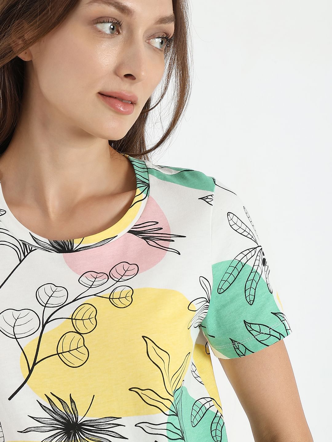 White Printed Cotton T-Shirt