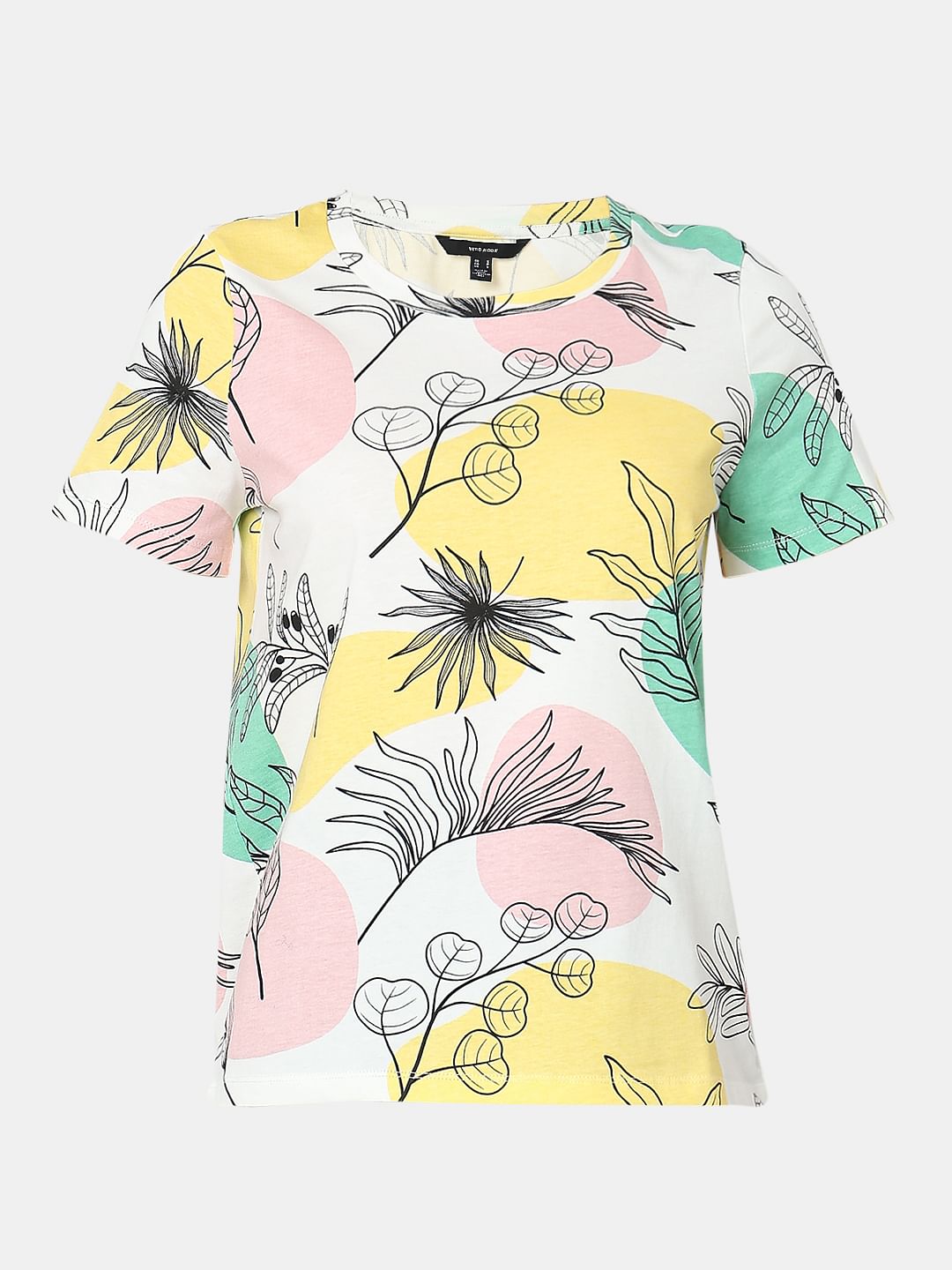 White Printed Cotton T-Shirt