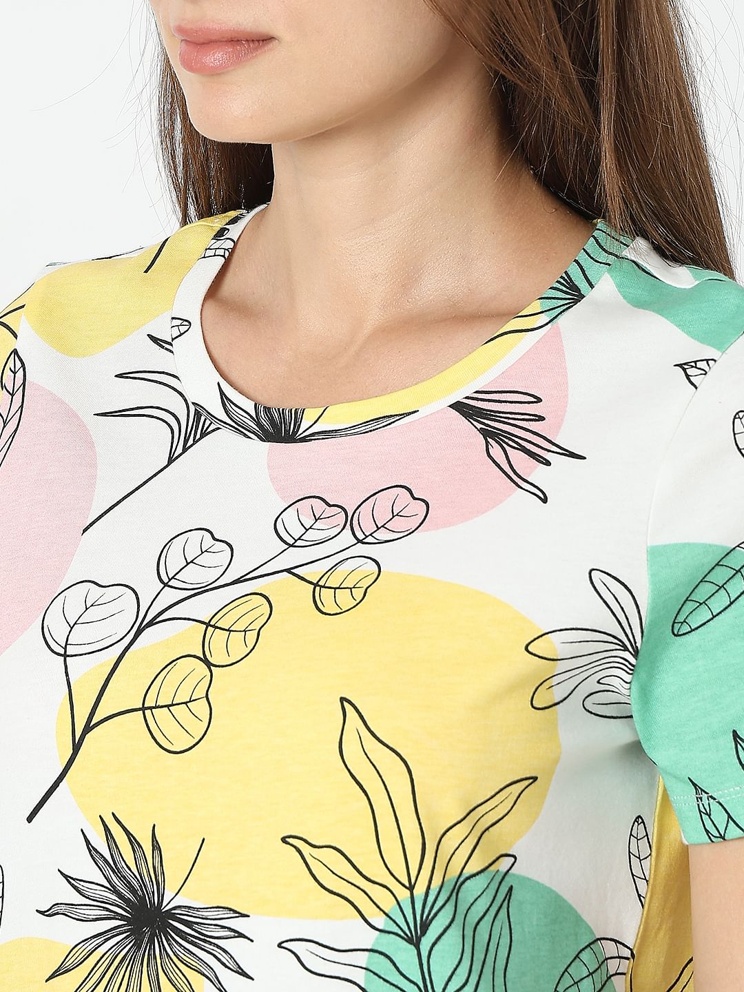 White Printed Cotton T-Shirt