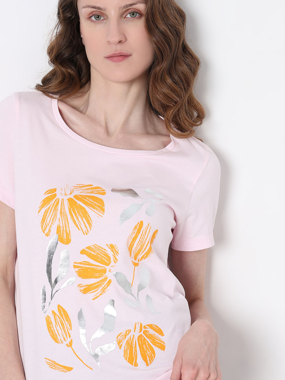 Light Pink Floral Print T-Shirt