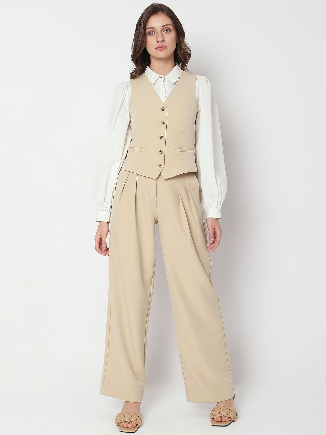 Beige Slim Fit Waistcoat