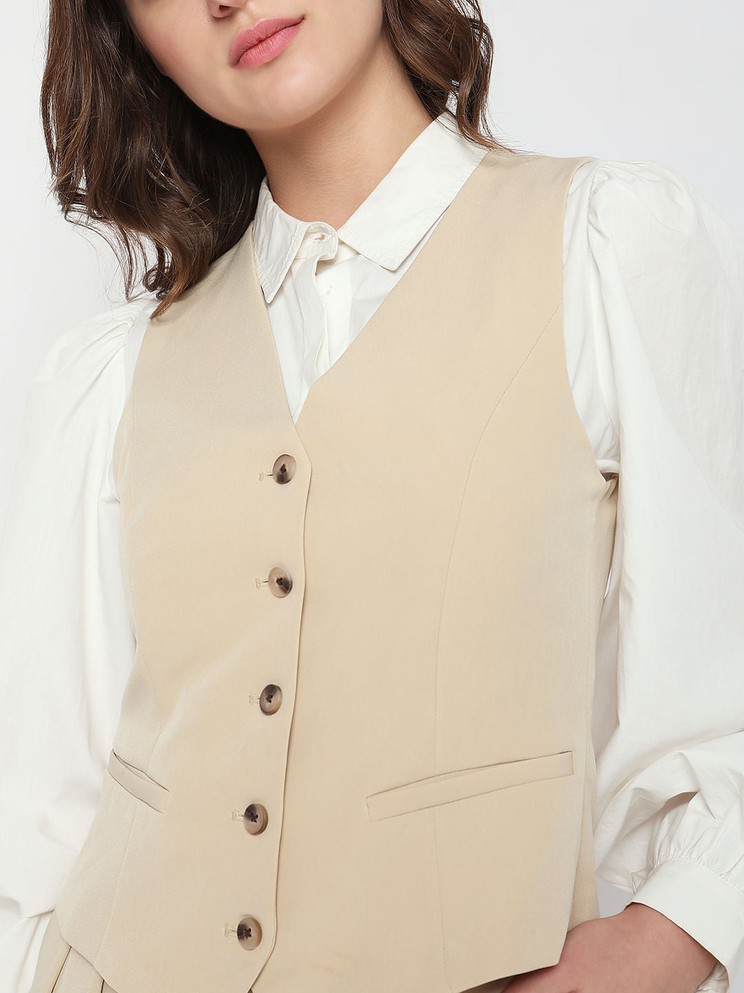 Beige Slim Fit Waistcoat