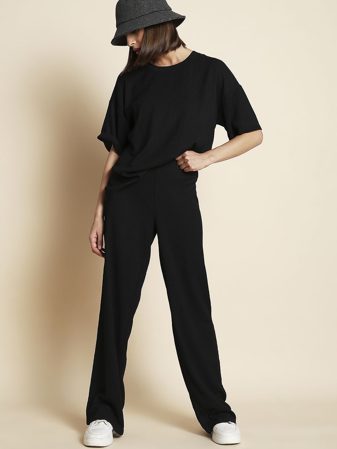 Black High Rise Wide Leg Pants