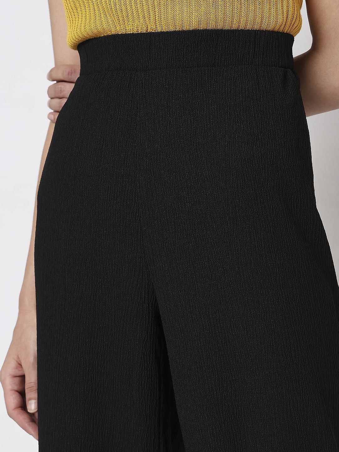 Black High Rise Wide Leg Pants