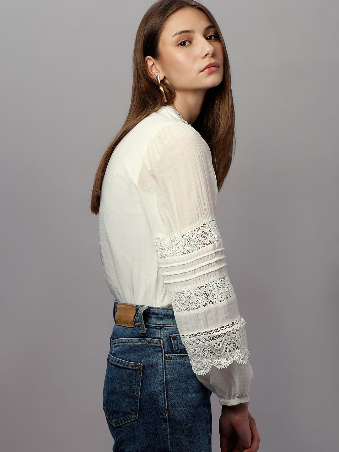 White Lace Detail Top