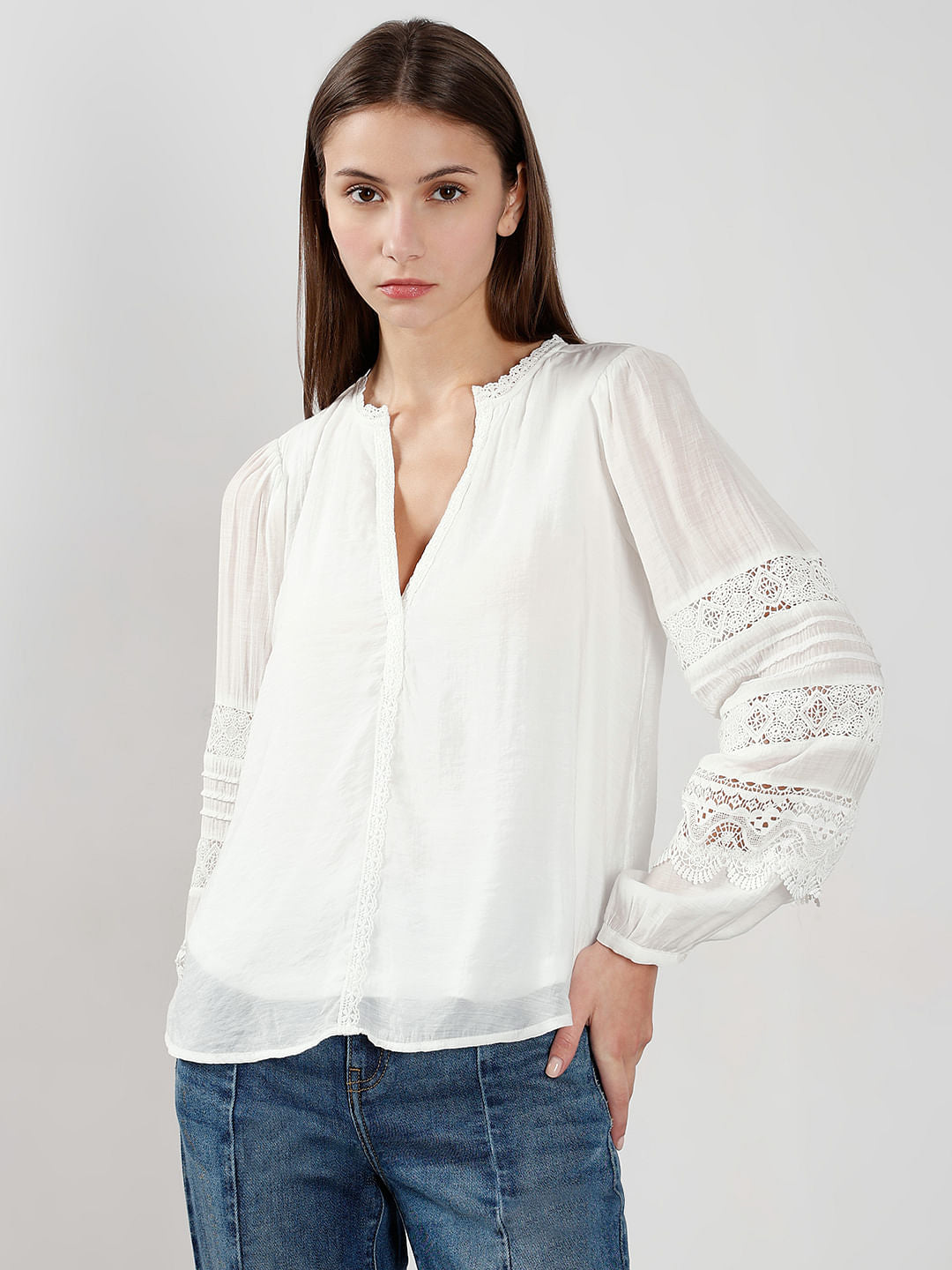 White Lace Detail Top