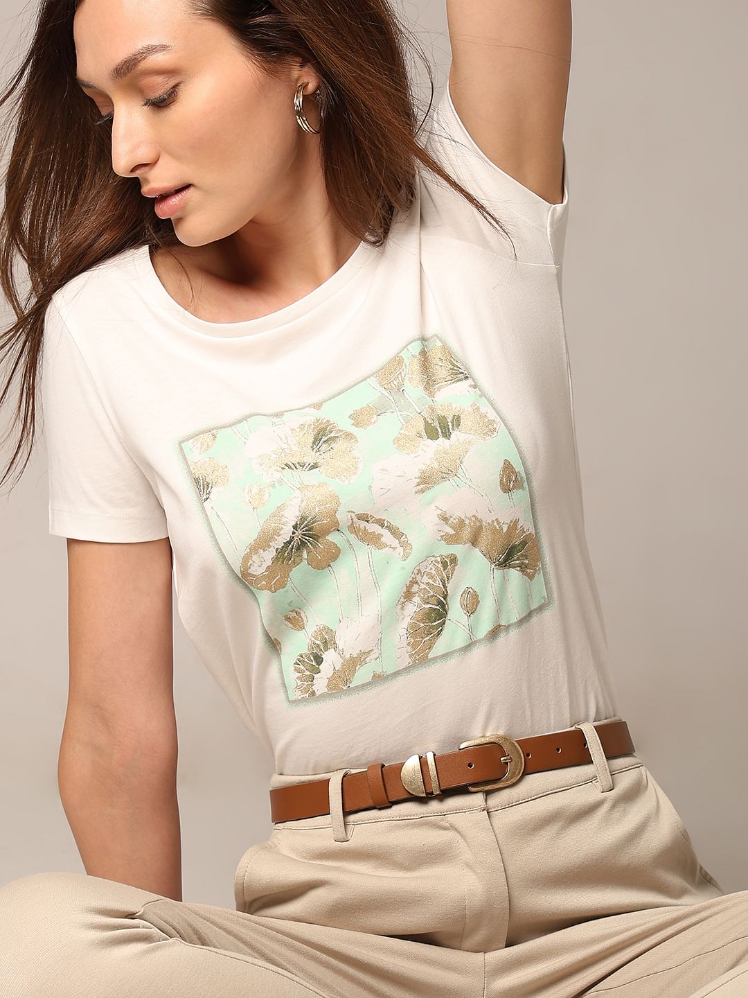 White Graphic Print T-Shirt