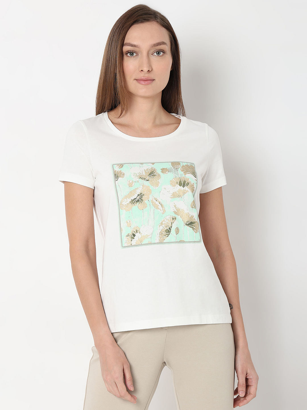 White Graphic Print T-Shirt