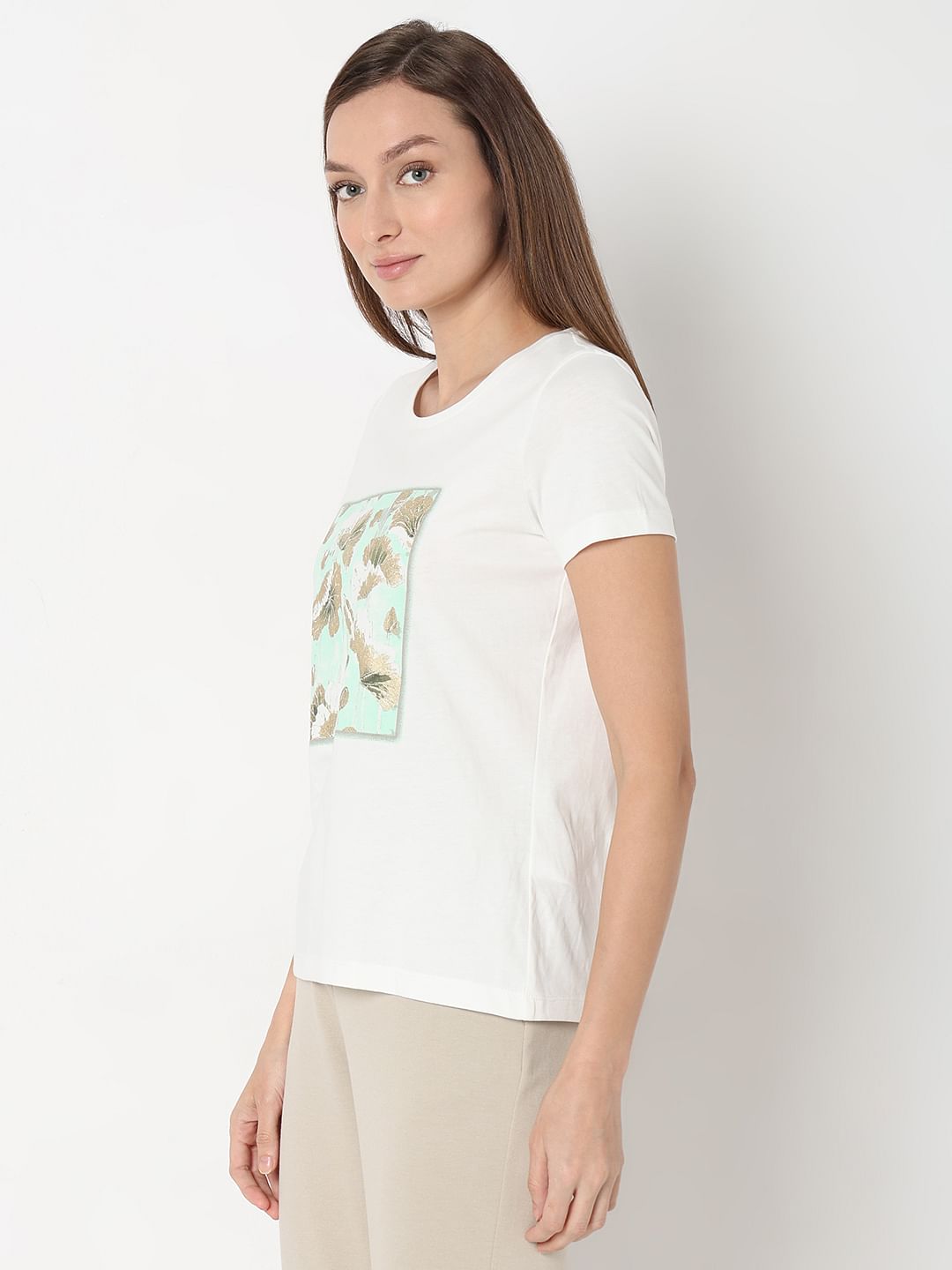 White Graphic Print T-Shirt