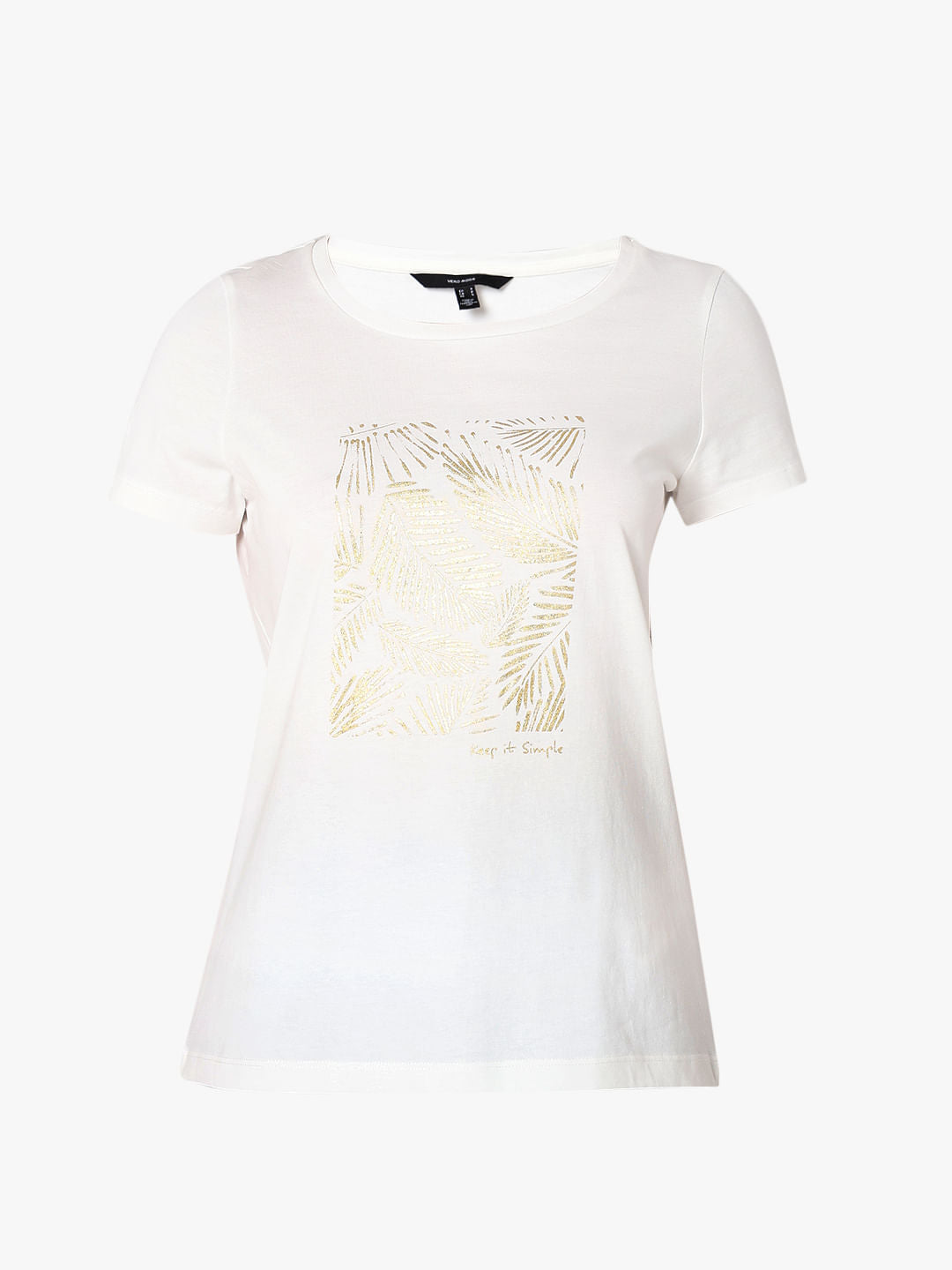 White Foil Graphic Print T-Shirt