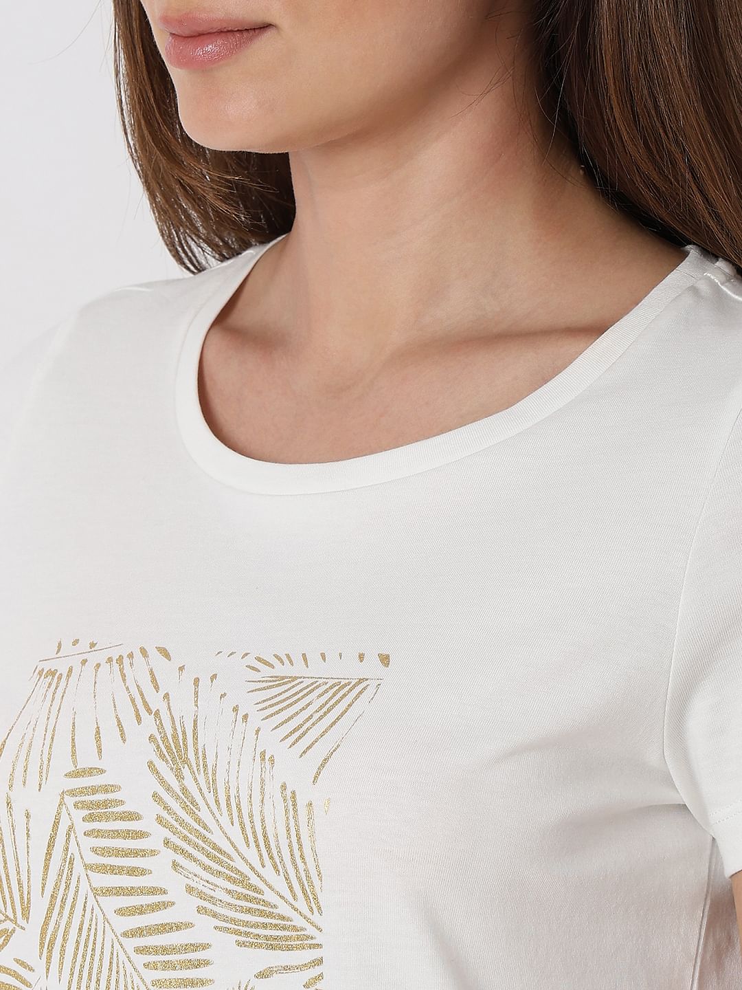 White Foil Graphic Print T-Shirt