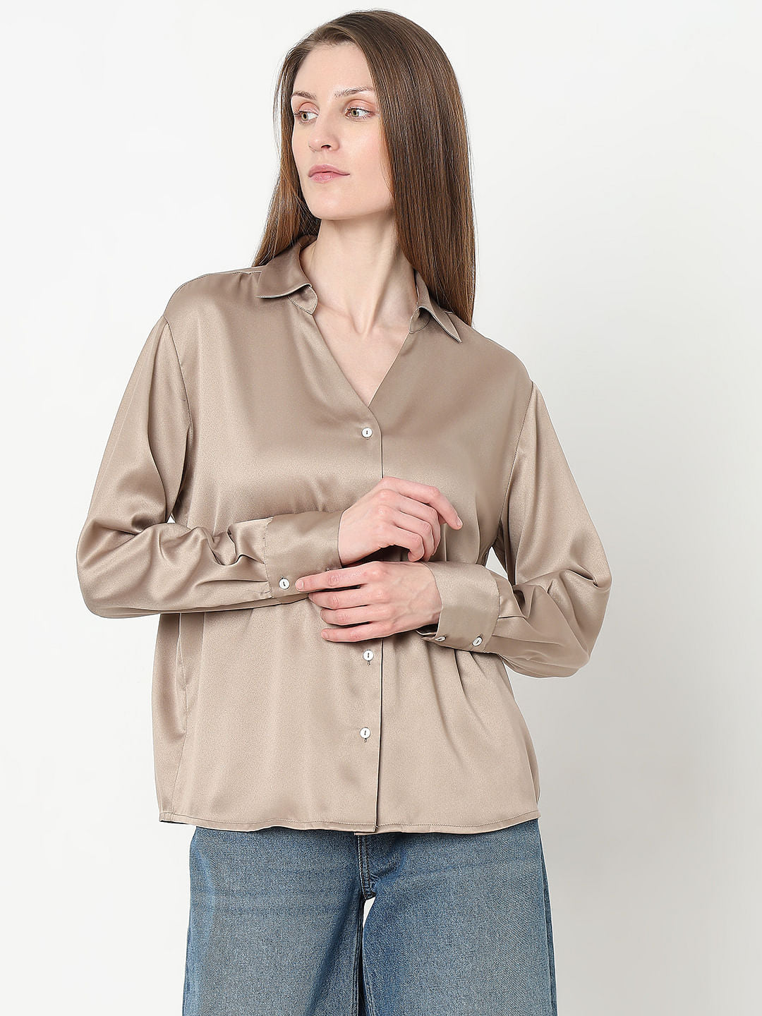 Light Brown Satin Shirt