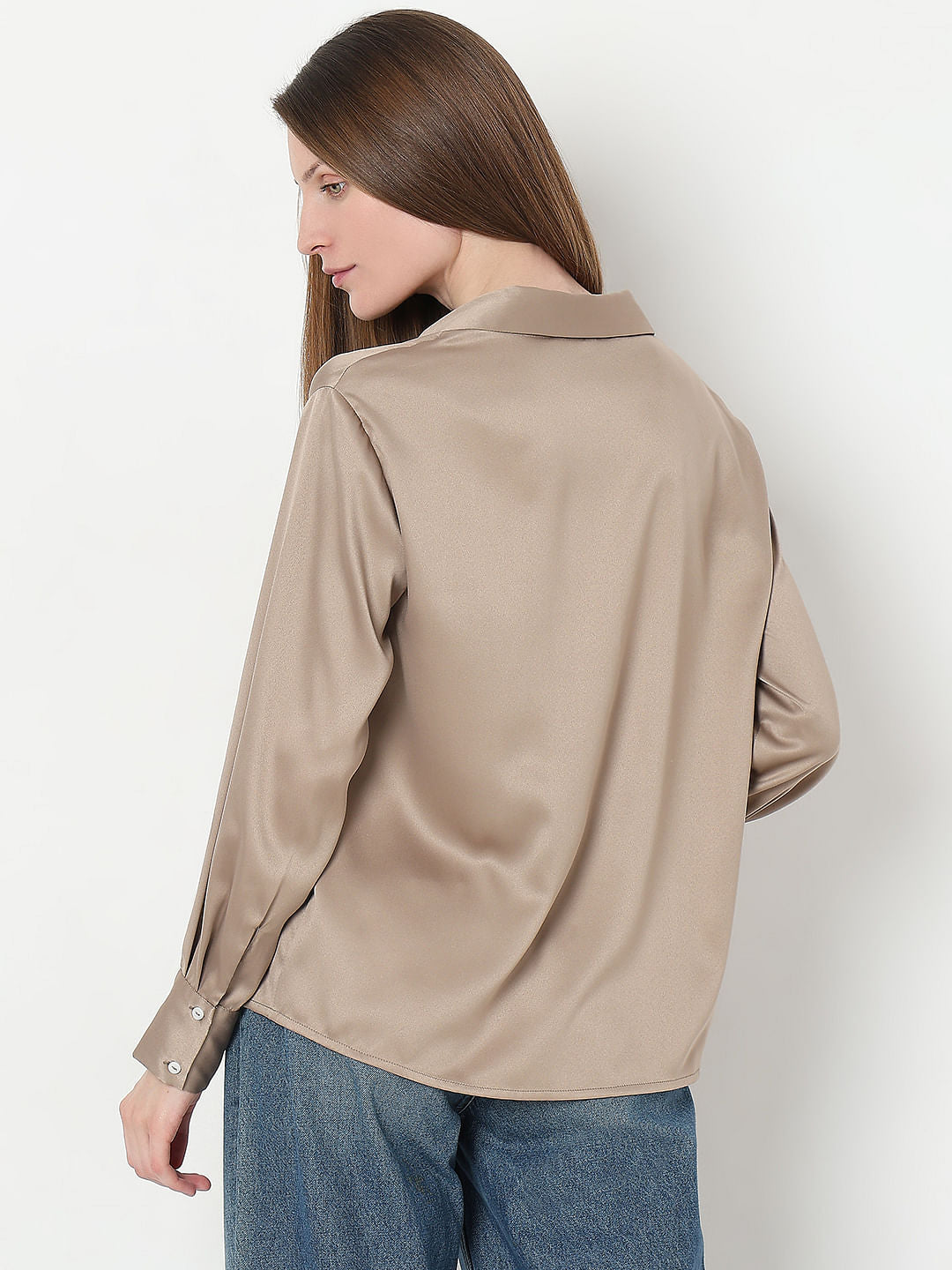 Light Brown Satin Shirt