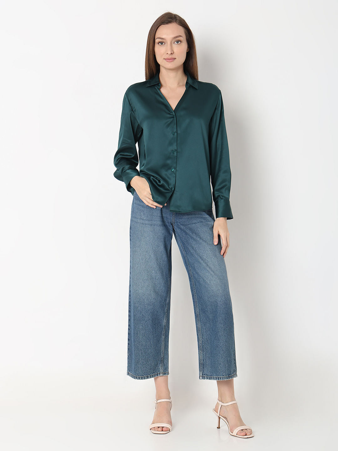 Dark Green Satin Shirt