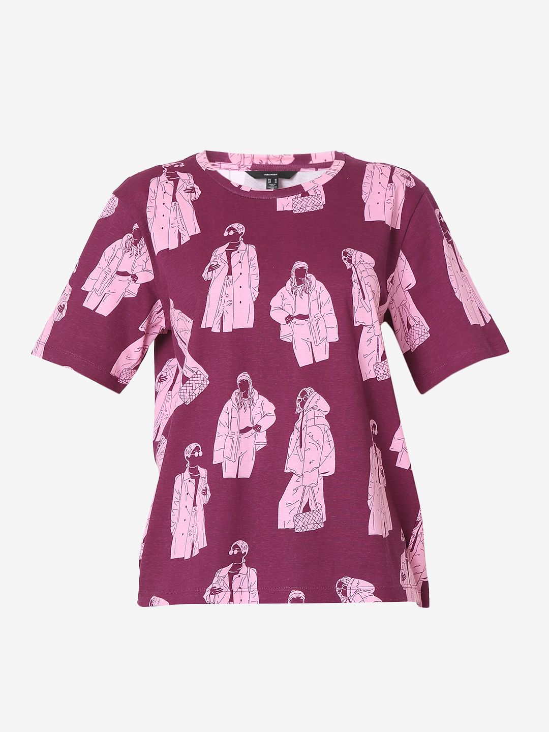 Purple Illustration Print T-Shirt