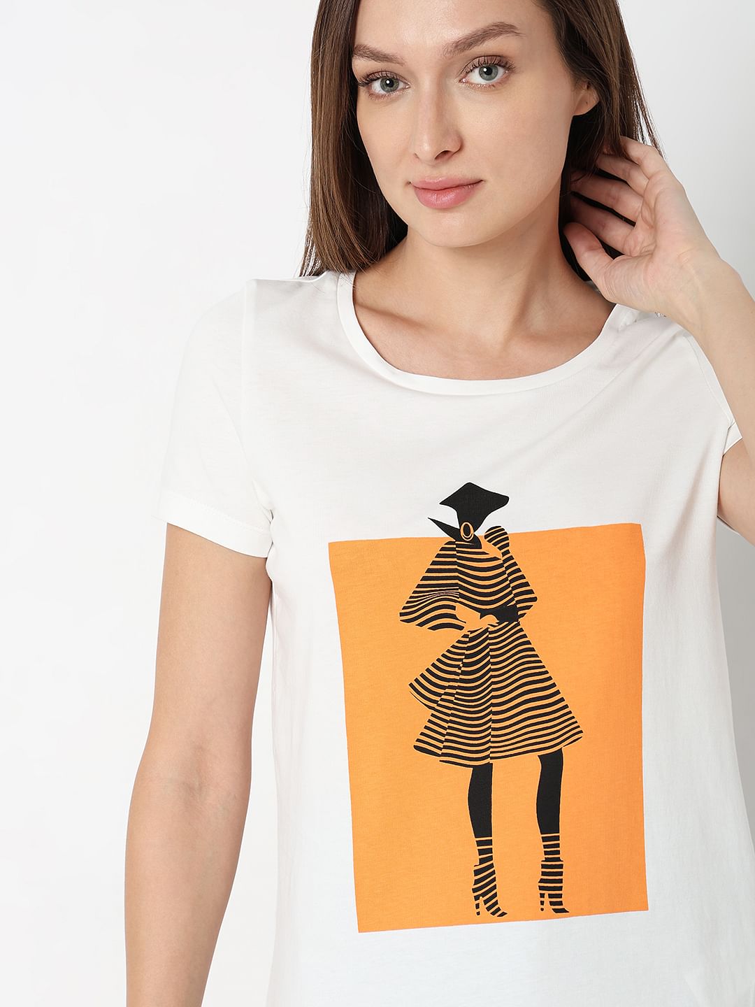 White Graphic Print T-Shirt