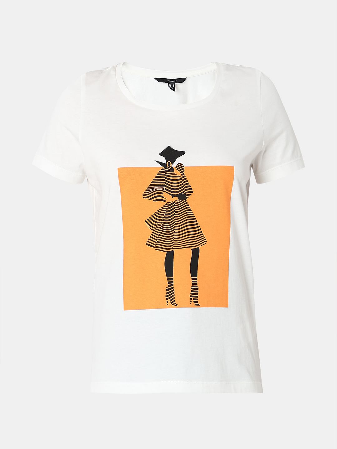 White Graphic Print T-Shirt