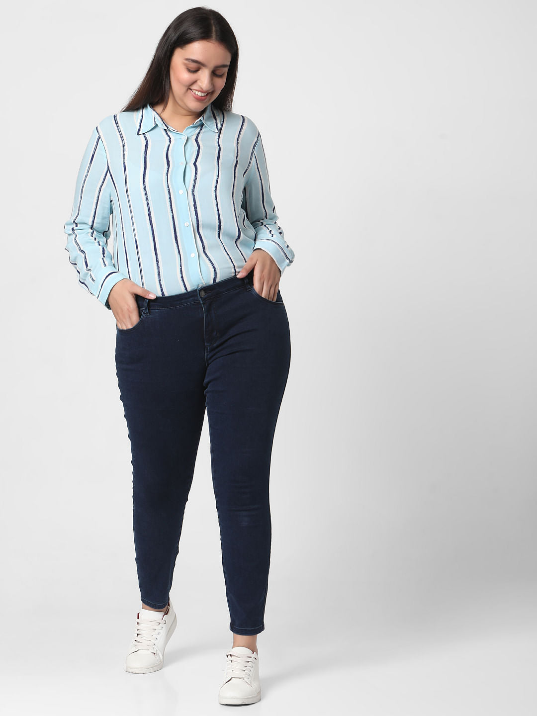 Curve Blue Mid Rise Jeggings