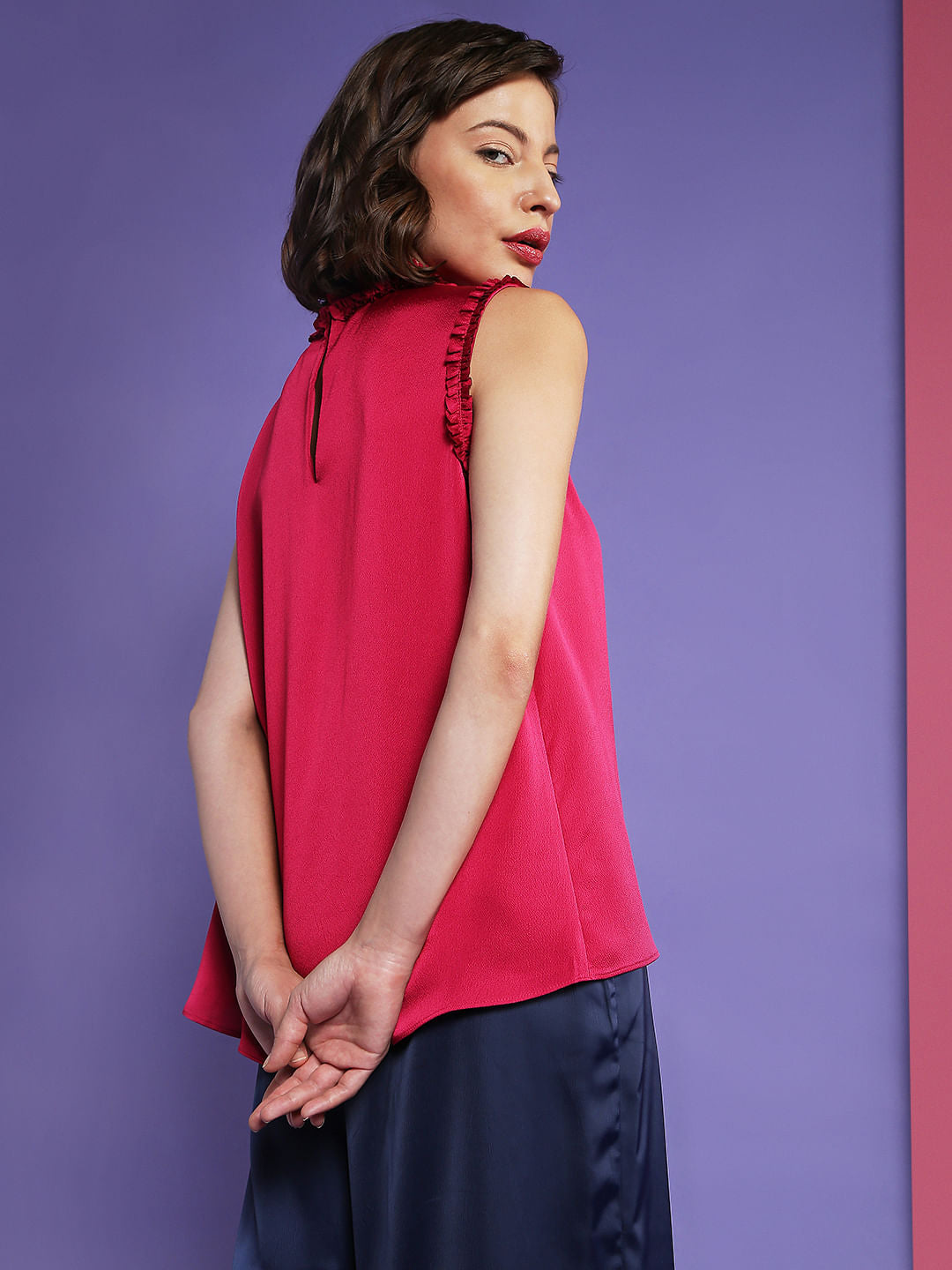 Marquee Red Ruffle Detail Top