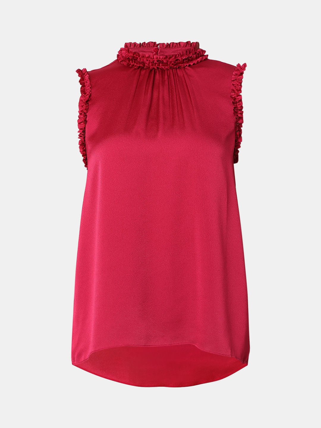 Marquee Red Ruffle Detail Top