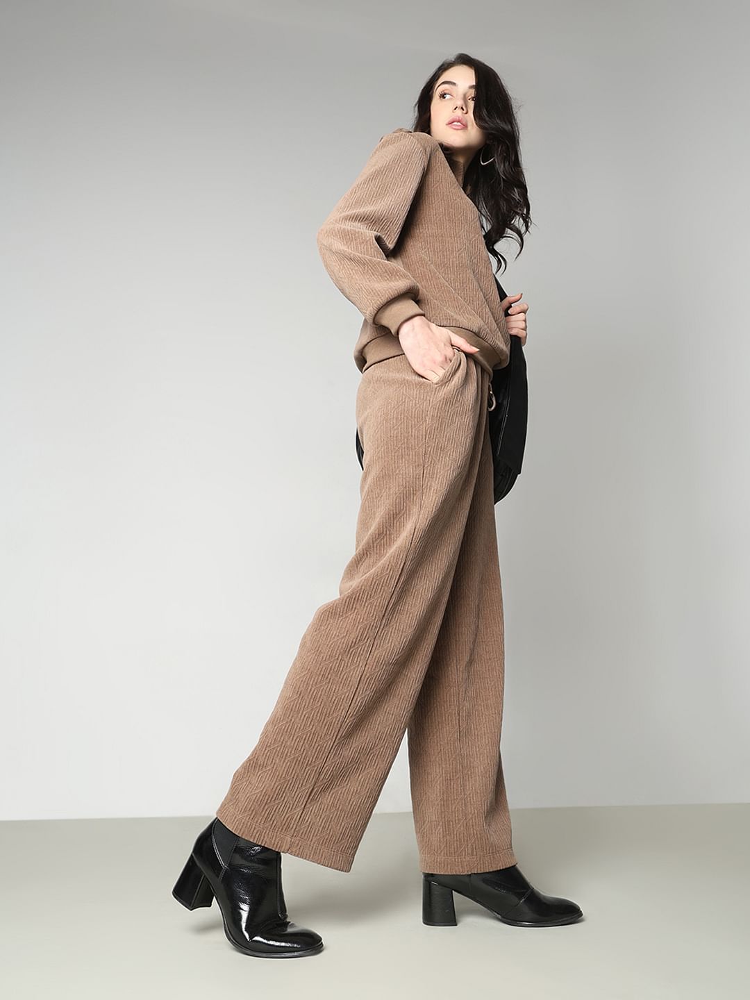 Brown Corduroy Co-Ord Set Sweatpants