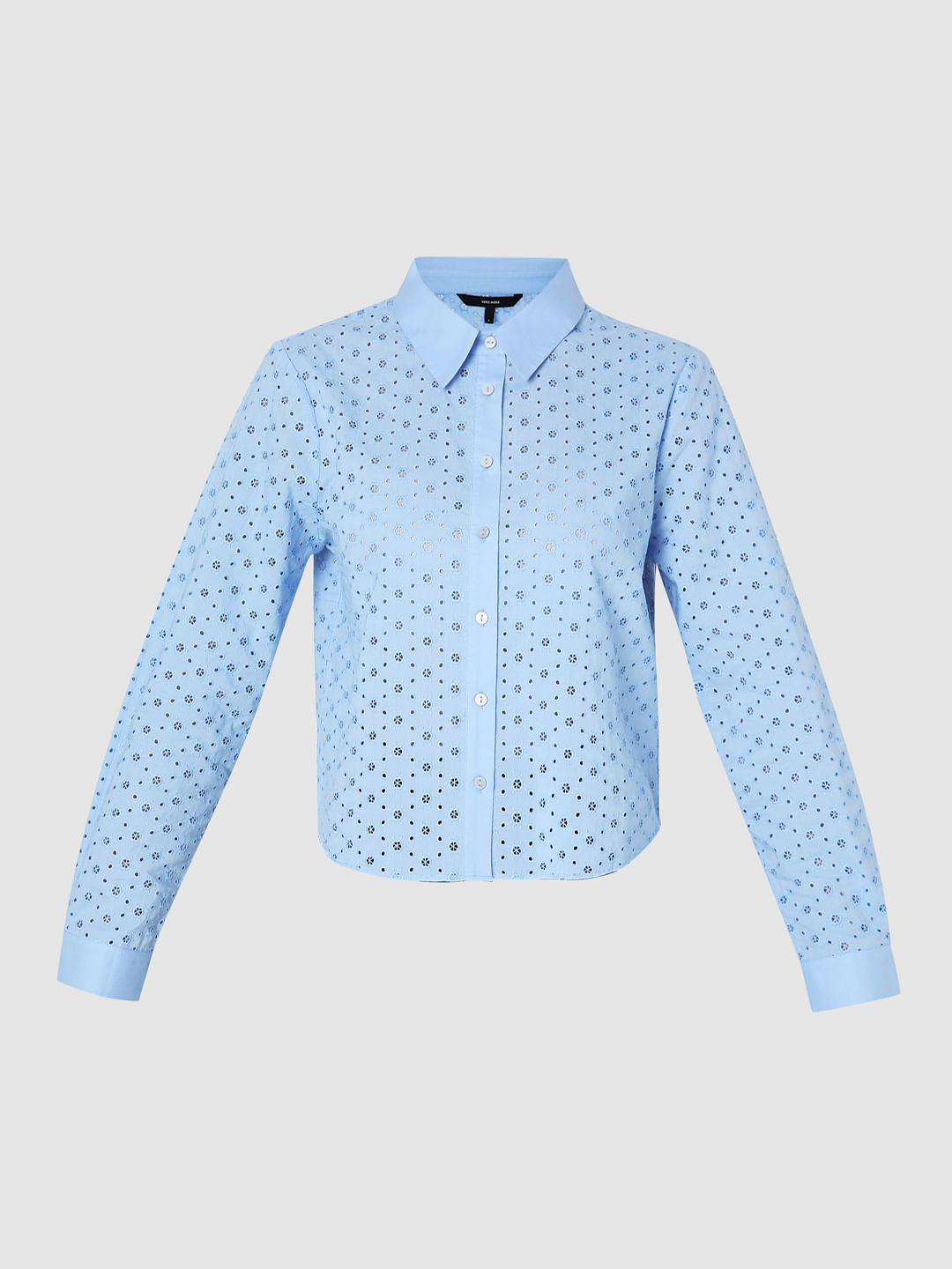 Blue Schiffli Cotton Shirt