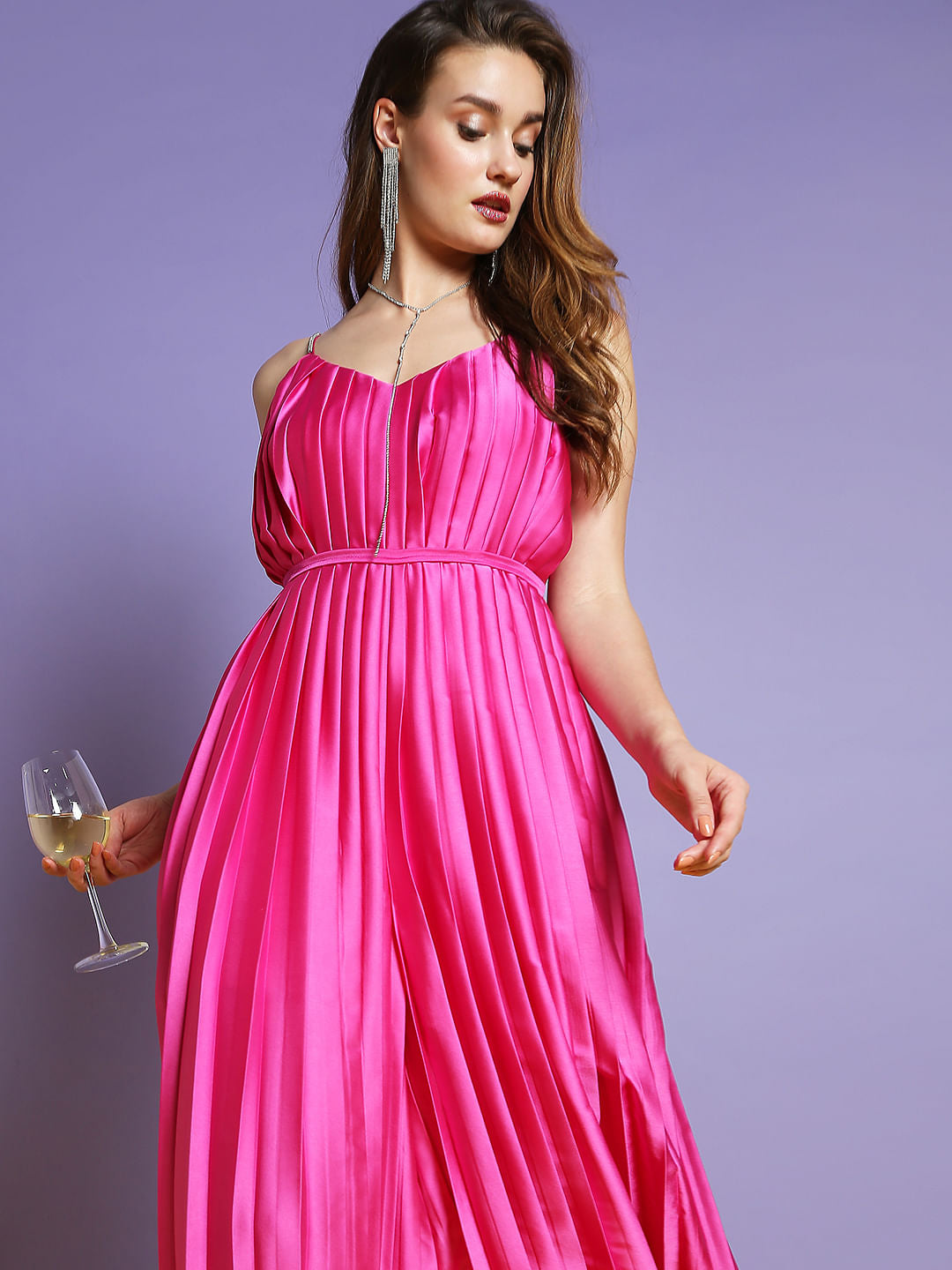 Marquee Pink Pleated Jumpsuit