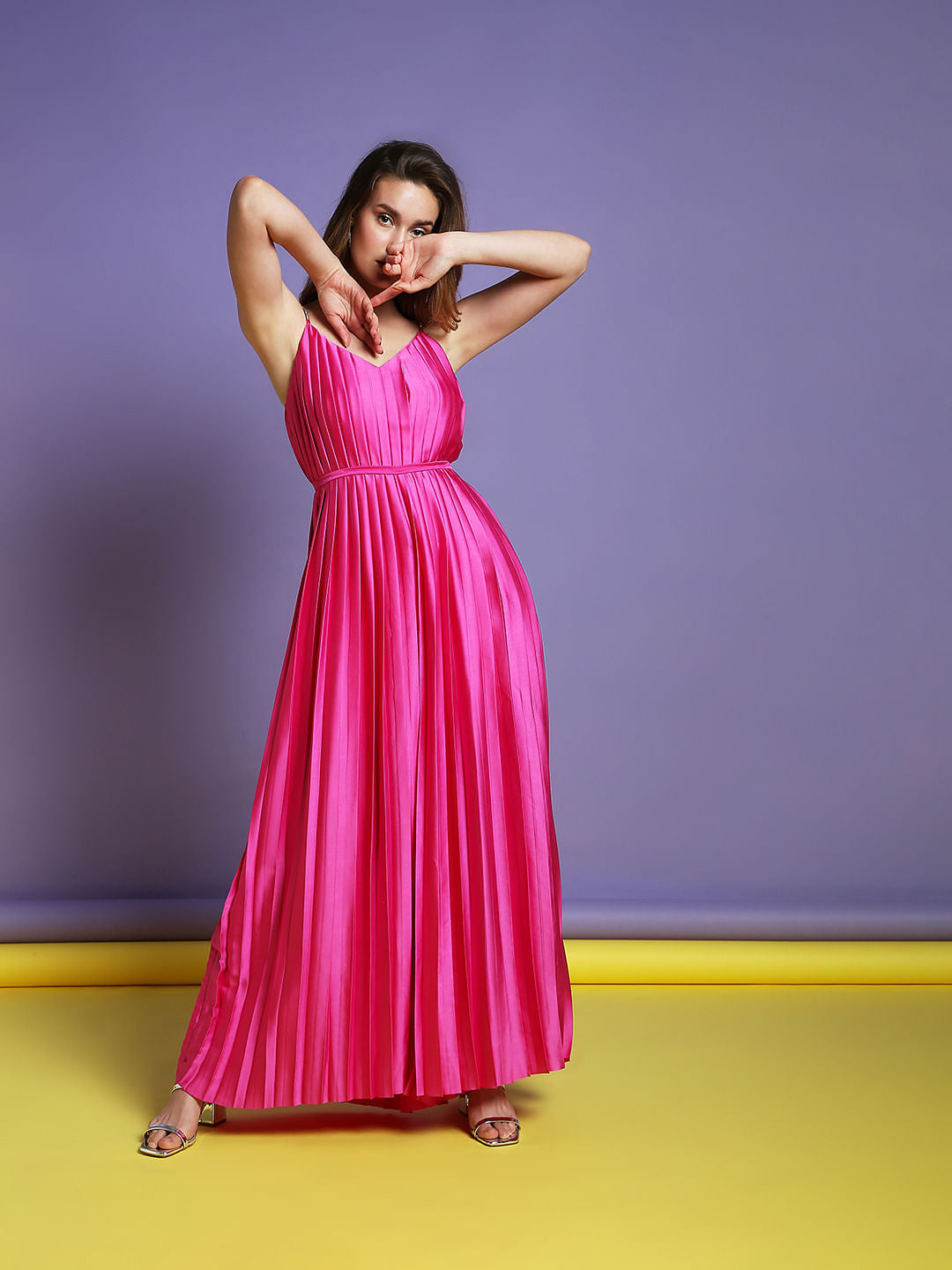 Marquee Pink Pleated Jumpsuit