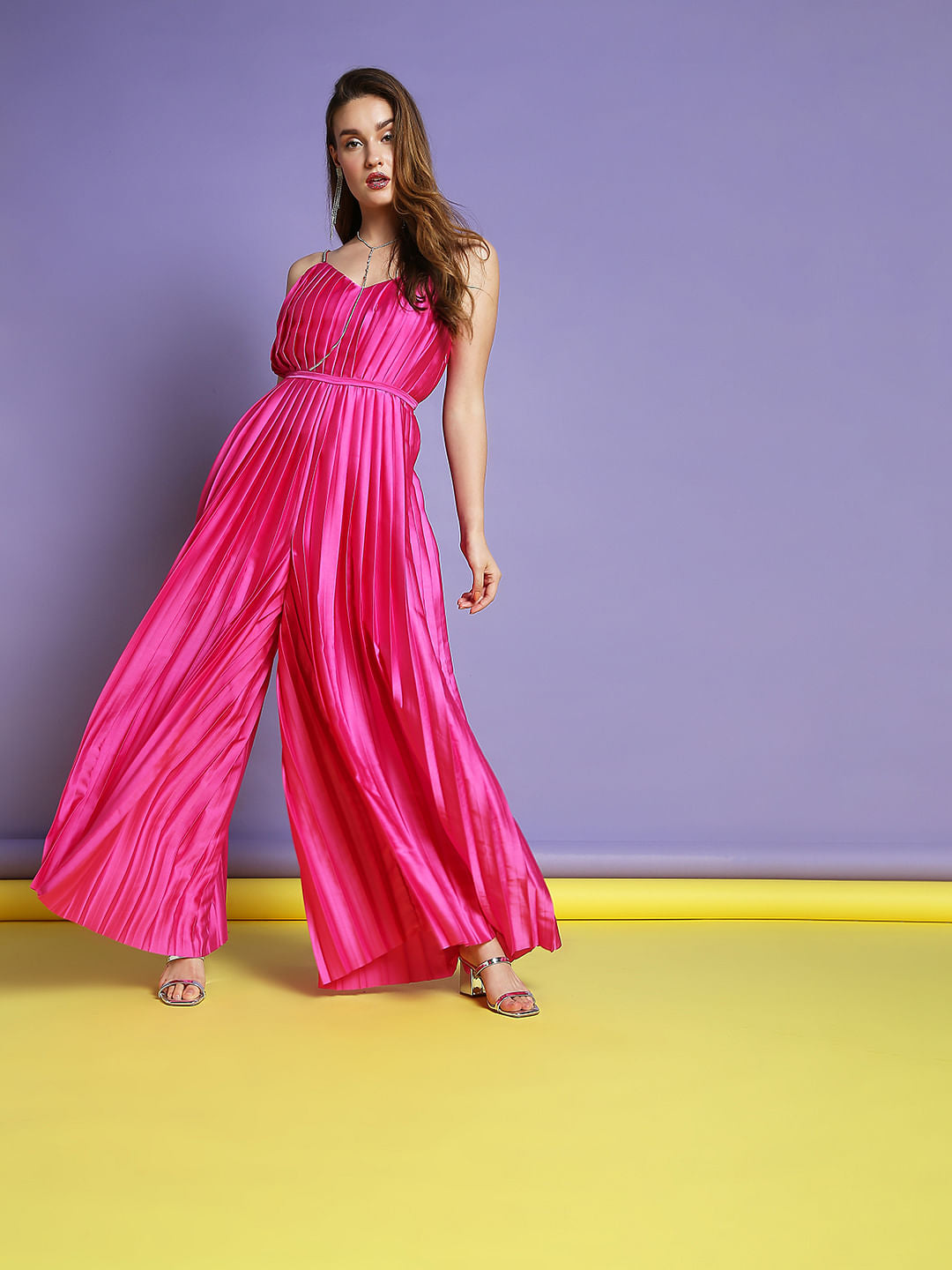 Marquee Pink Pleated Jumpsuit