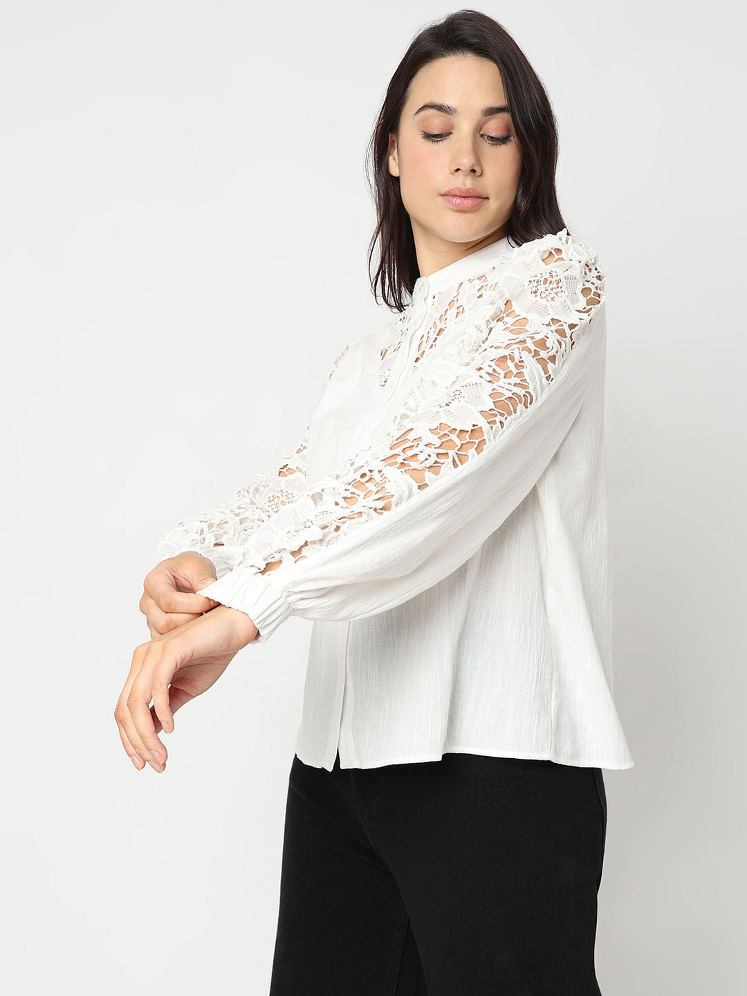 White Lace Cotton Top
