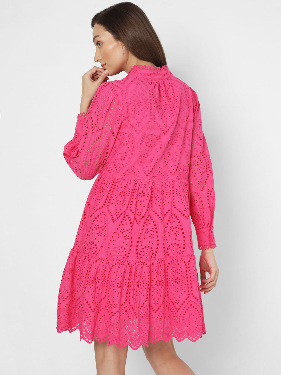 Pink Schiffli Fit & Flare Dress