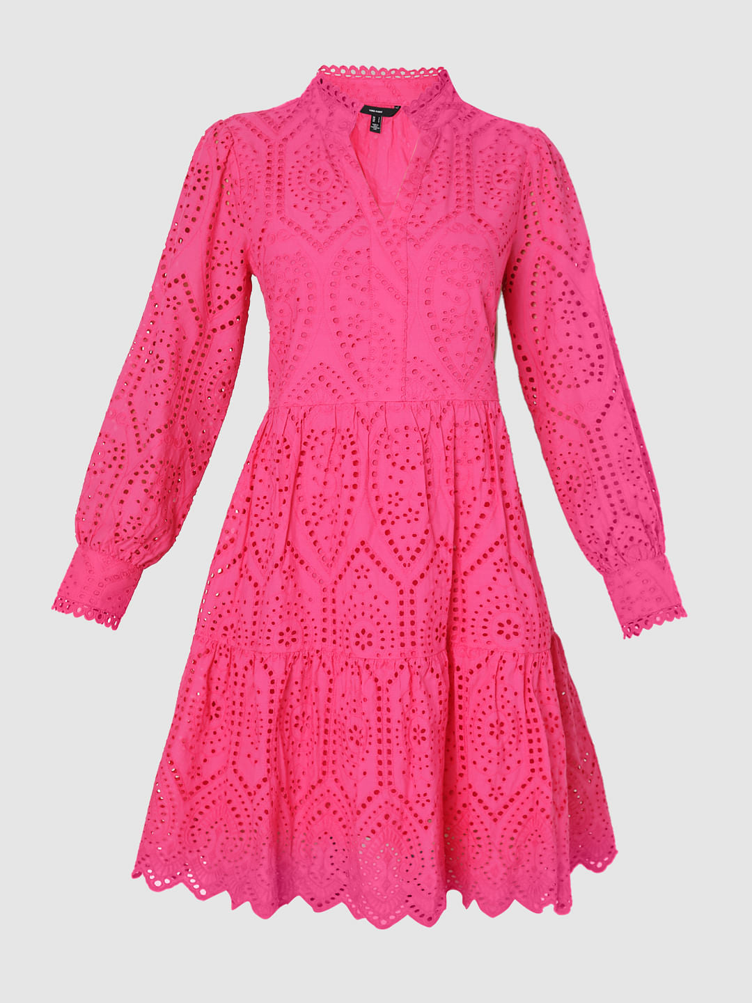 Pink Schiffli Fit & Flare Dress